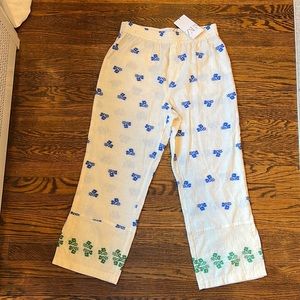 Zara Linen Embroidered Pants, NWT Size Large